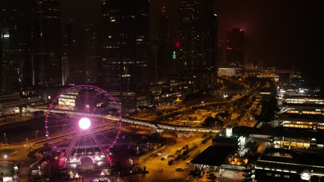 Top-view-of-the-skyscrapers-in-the-big-city-at-night.-Stock.-Great-view-of-the-city-at-night