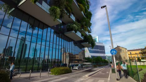 Italy-sunset-light-milan-city-modern-block-famous-buildings-panorama-4k-timelapse