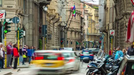 Italy-milan-city-day-light-famous-traffic-street-panorama-4k-timelapse