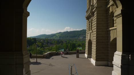 Switzerland-bern-city-sunny-day-famous-view-point-walking-panorama-4k