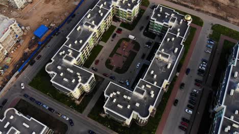 Aerial-panorama-on-rooftop-and-housing-construction