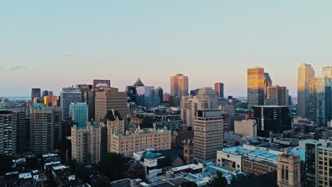 Aerial-footage-of-Montreal-during-a-hazy-summer-day