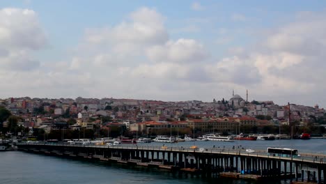 Istanbul-Golden-Horn,-Unkapani-Bridge,-Fatih-district,--Panoramic-view
