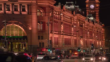 Melbourne,-Victoria-/-Australia---October-23rd-2018:-outside-busy-Flinders-street-train-station