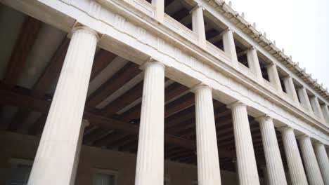 Stoa-of-Attalos-columns-in-Athens,-Greece.