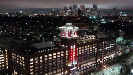 Aerial-of-Atlanta,-Georgia-at-Night