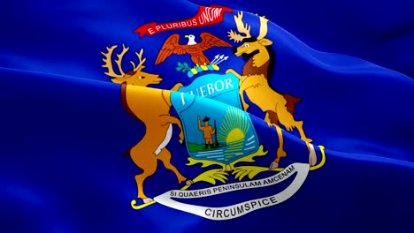 Michigan-flag-waving.-National-3d-United-States-flag-waving.-U.S.-Michigan-seamless-loop-animation.-American-US-State-flag-HD-resolution-Background.-‎‎Detroit-Michigan-flag-closeup-1080p-Full-HD-video-for-presentation