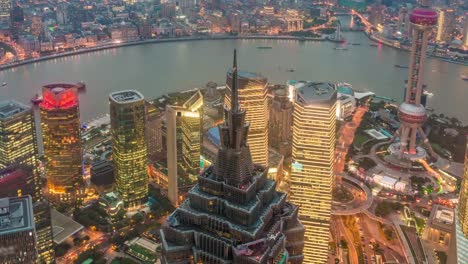 Time-lapse-photography-Oriental-Pearl-Tower-from-dusk-to-night.-located-at-Lujiazui-finance-and-trade-zone-in-Pudong