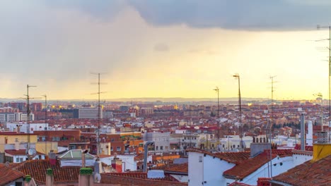 Madrid-sonniger-Tag-Stadt-Dachterrasse-Panorama-\"-4-k-Zeitraffer-Spanien