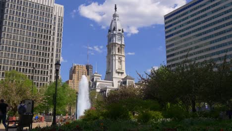 Vereinigte-Staaten-Sommertag-Philadelphia-Stadt-Halle-und-Zentrum-Platz-Panorama-\"-4-k