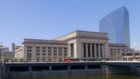 Estados-Unidos-30-calle-estación-de-con-Cira-panorama-del-centro-de-Filadelfia,-EUA,-4-K