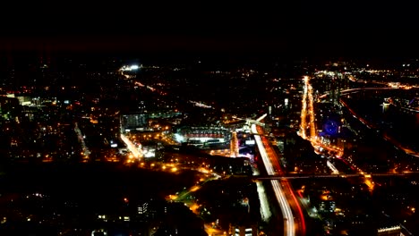 Luft-Timelapse-Ansicht-der-Skyline-von-Boston-während-dem-Sonnenuntergang