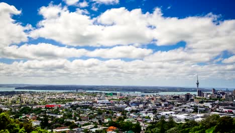 Time-Lapse---Ariel-View-of-Downtown-Auckland,-New-Zealand