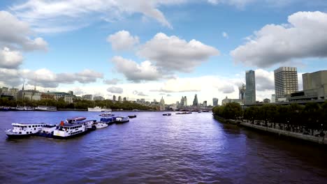 Thames-River,-St.-Paul’s-Cathedral,-Time-Lapse,-London