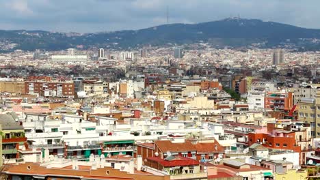 Barcelona-Panorama,-España,-punto-de-vista,-Time-Lapse