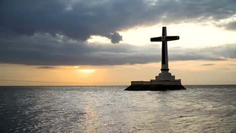 Catholic-cross-in-the-sea