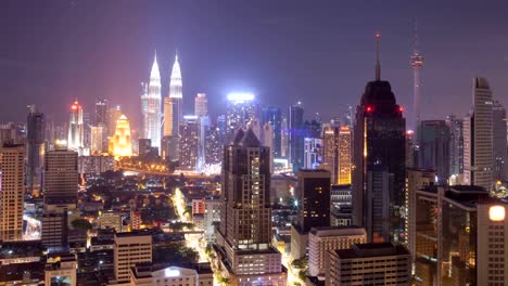 Centro-de-noche-paisaje-urbano-Timelapse-Kuala-Lumpur