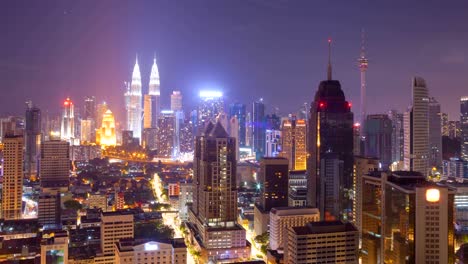 Centro-de-noche-paisaje-urbano-Timelapse-Kuala-Lumpur