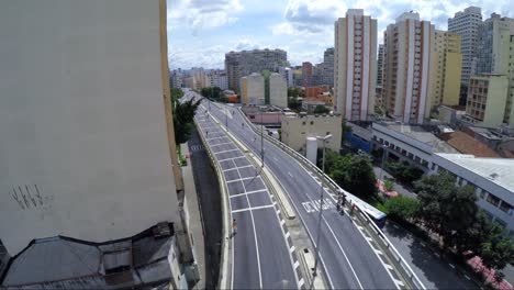 Flying-Over-Minhocao-Viaduct,-São-Paulo,-Brazil