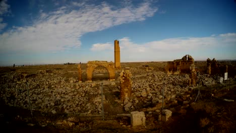 ruins-of-an-ancient-Muslim-university-in-south-east-Turkey,-border-with-Syria