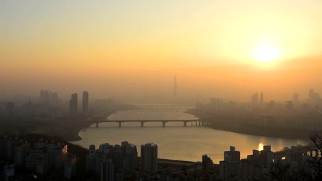 Seoul-City-und-Lotte-Tower,-Südkorea.