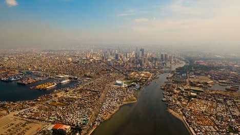 Aerial-city-with-skyscrapers-and-buildings.-Philippines,-Manila,-Makati