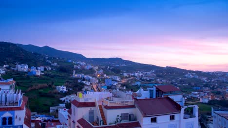 Chefchaouen-Sonnenuntergang-Drehung-Pfanne-timelapse