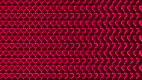 Abstract-Line-glowing-Love-Heart-shape-rotate-moving-illustration-pink-color,-valentine-concept-design-on-dark-red-background-seamless-looping-animation-4K-with-copy-space