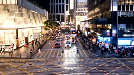 Zeitraffer-des-Menschen-Kreuzung-Straße-ein-Hong-Kong-Stadt.