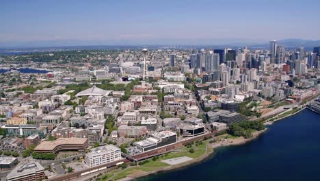 Seattle-Washington-Aerial-Travel-Background-on-Sunny-Day