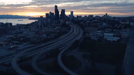 Seattle-aérea-Hyperlapse-Dolly-en-horizonte