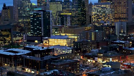 Aerial-Reveal-of-Downtown-Minneapolis-at-Night