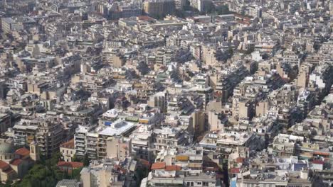 Aerial-view-on-rooftops-and-houses-in-Athens,-Greece.