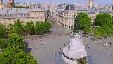 Place-de-la-Republique,-Paris-Aerial-France