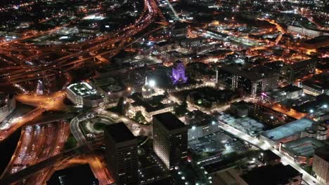 Aerial-of-Atlanta,-Georgia-at-Night