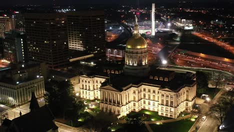 Aerial-of-Atlanta,-Georgia-at-Night