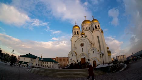 Church-of-the-nativity,-Krasnoyarsk,-hyper-lapse