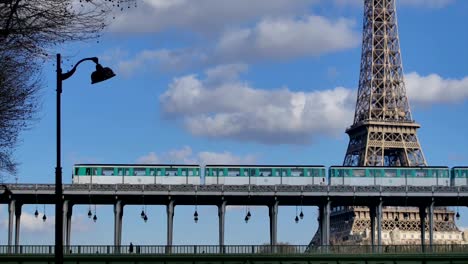 Metro-Train-Eiffel-Tower-Paris-France