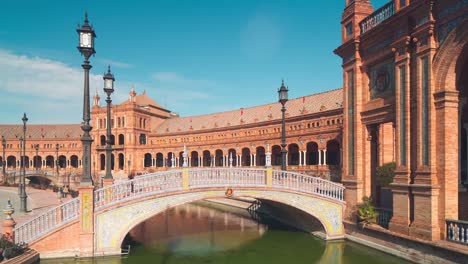 sunny-day-royal-palace-of-spain-colored-bridge-4k-time-lapse