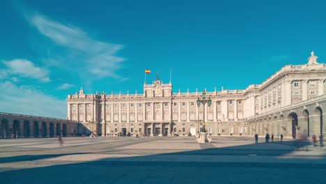 Sonne-Licht-Madrid-Königliche-Palast-Placa-Panorama-\"-4-k-Zeitraffer-Spanien