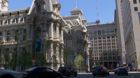 Usa-summer-day-philadelphia-city-hall-traffic-crossroad-4k-pennsylvania