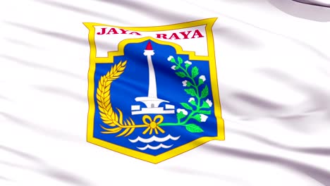 Stadt-Jakarta-Nahaufnahme-Wehende-Flagge