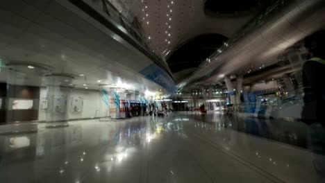 Time-lapse-shot-of-moving-in-the-Incheon-International-Airport,-Seoul,-South-Korea