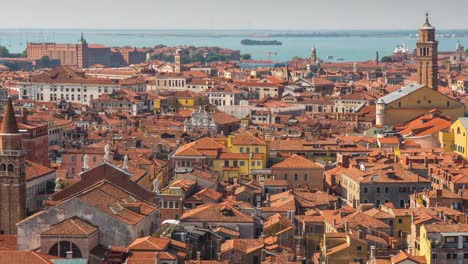 san-día-de-sol-de-Italia-este-marco-Ve-el-panorama-de-la-ciudad-superior-punto-de-Venecia-antena-techo-4k-lapso-de-tiempo