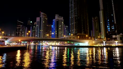 UHD-4K-Dubai-Marina-night-time-lapse,-United-Arab-Emirates