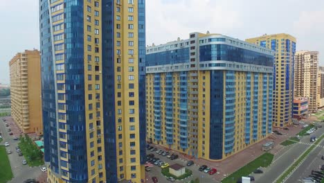 Aerial-Architecture,-Streets-Roads-and-apartments-in-Moscow