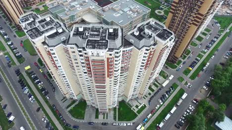 Aerial-Architecture,-Streets-Roads-and-apartments-in-Moscow