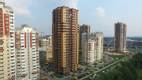 Aerial-Architecture,-Streets-Roads-and-apartments-in-Moscow