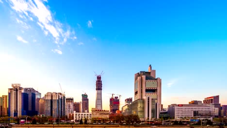 Rascacielos-en-Pekín,-China.-4k-Timelapse