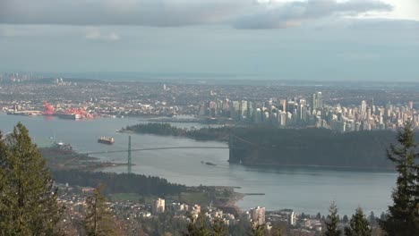 Freighters-Depart-Vancouver-High-Angle-View-4K.-UHD